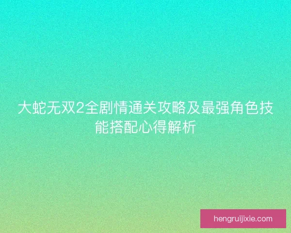 大蛇无双2全剧情通关攻略及最强角色技能搭配心得解析